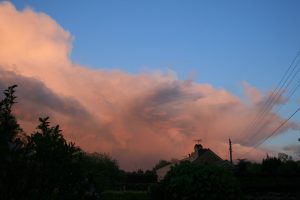 Cumulonimbus at sunset, looking east in Clearwell